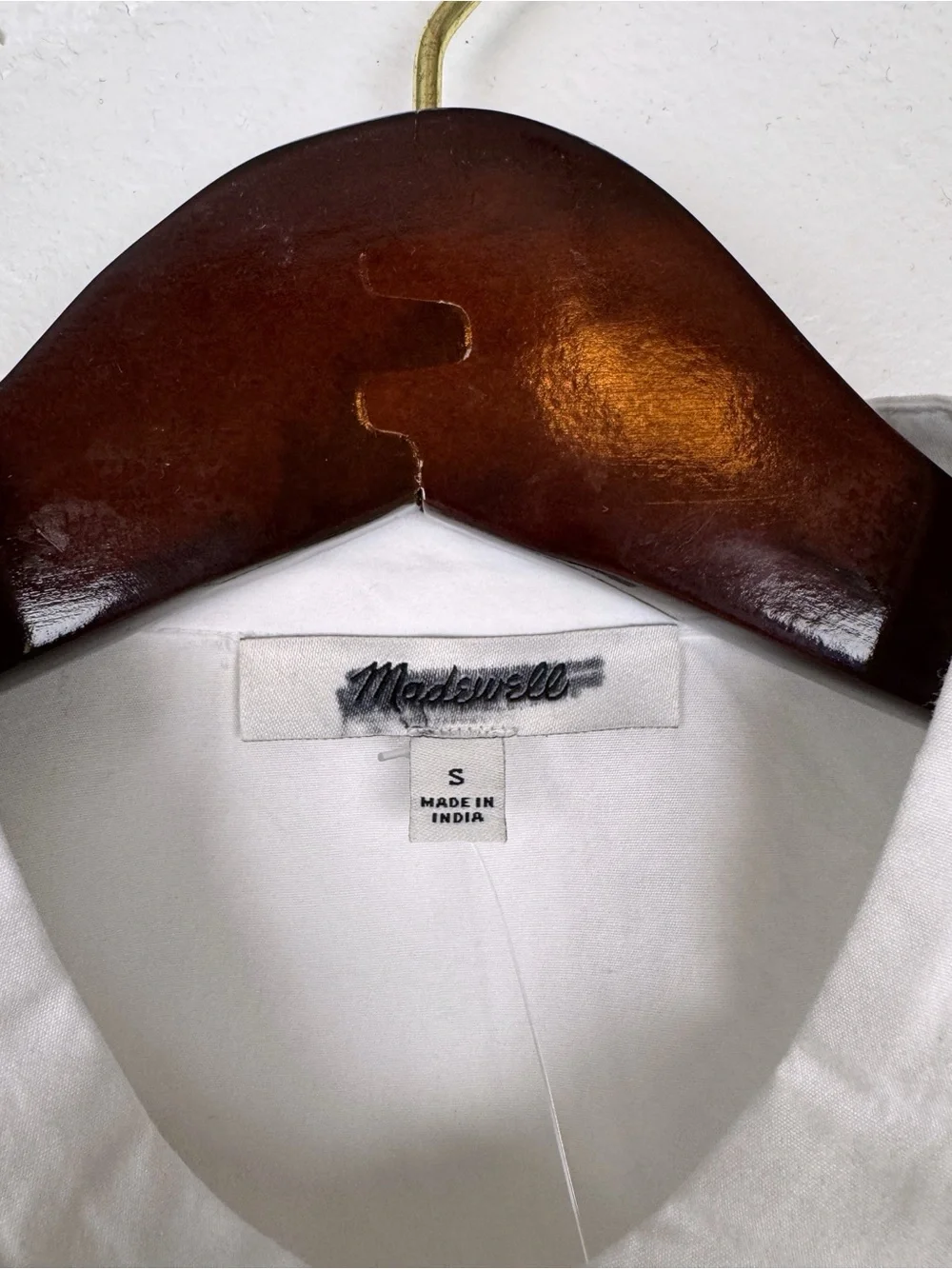 Madewell Button Up Band Collar Pleated Puff Sleeve Shirt White Size S NWT